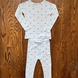 GAP Organic Cotton Pajama Set - Mint Green with Pink/ Purple Hearts